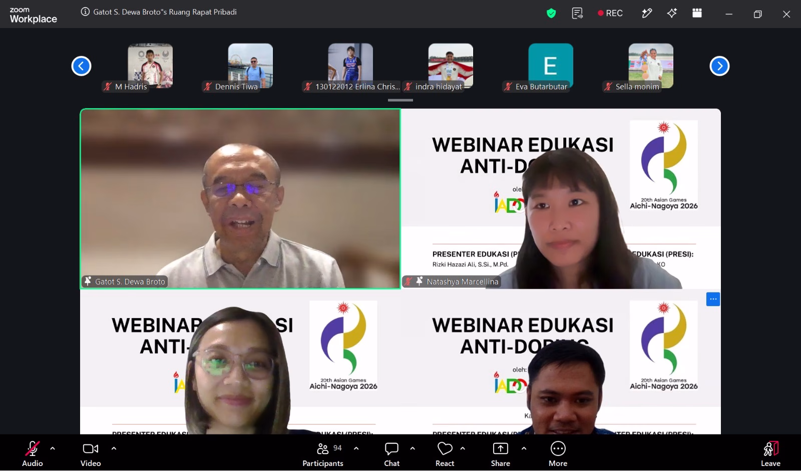 Webinar by IADO to the Indonesia Contingent prior to Compete at the Aichi-Nagoya Asian Games 2026